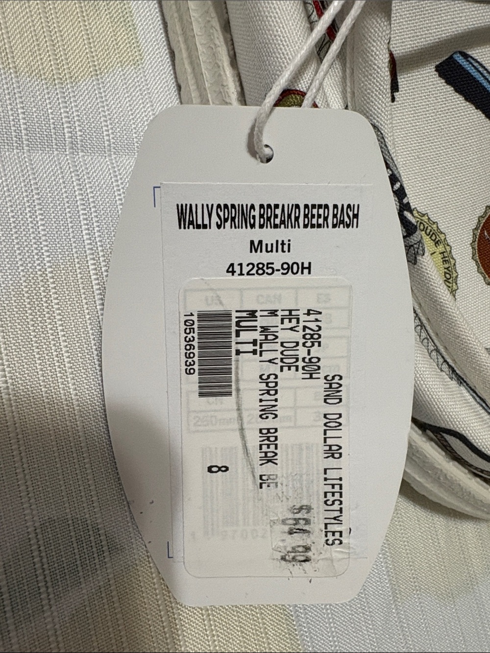 Hey Dude Men’s 8/Woman’s 10 Slip-On with Multicolor Bottle Cap Print - Picture 2 of 5